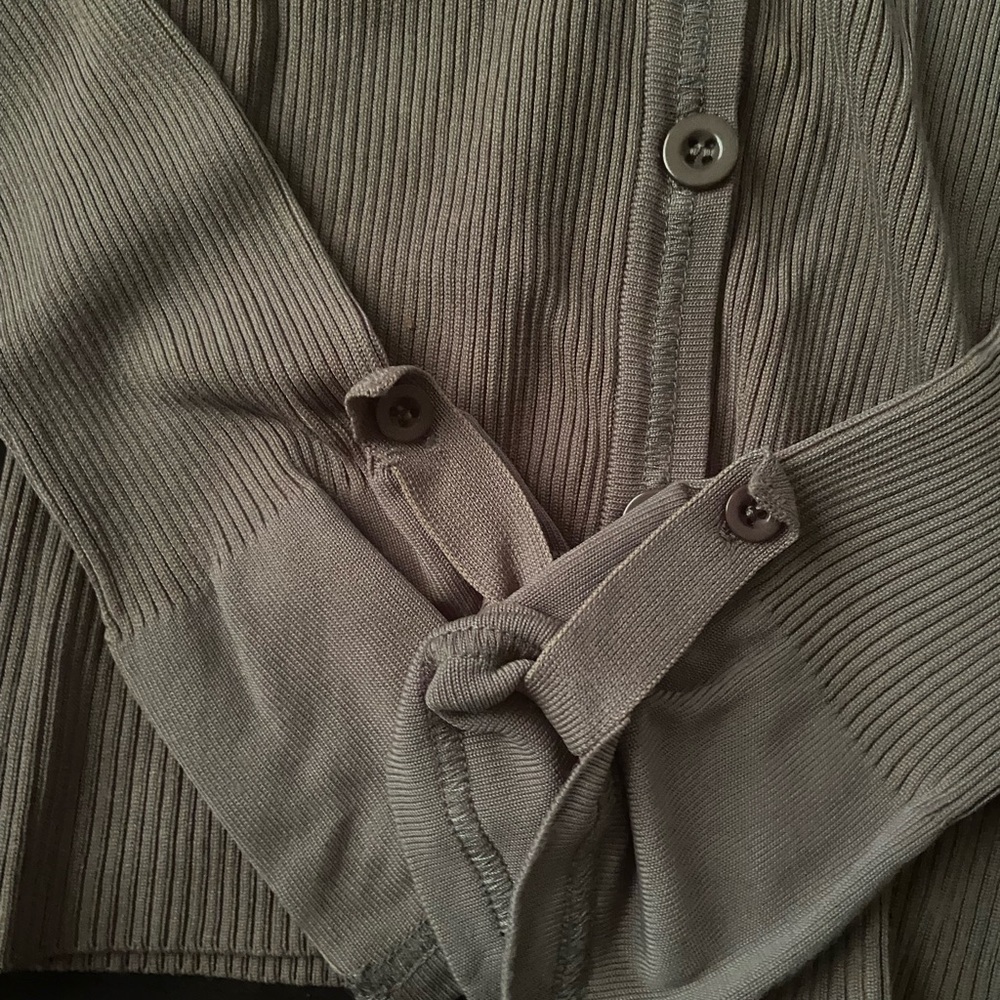 BCBGMaxAzria Ribbed V-Neck Button Cardigan - Picture 4 of 5